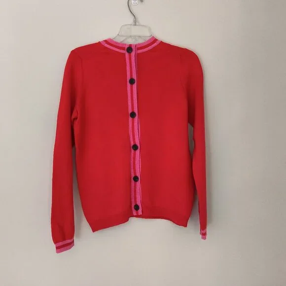 Boden Back Button Crewneck Red Sweater Size S - Picture 2 of 8